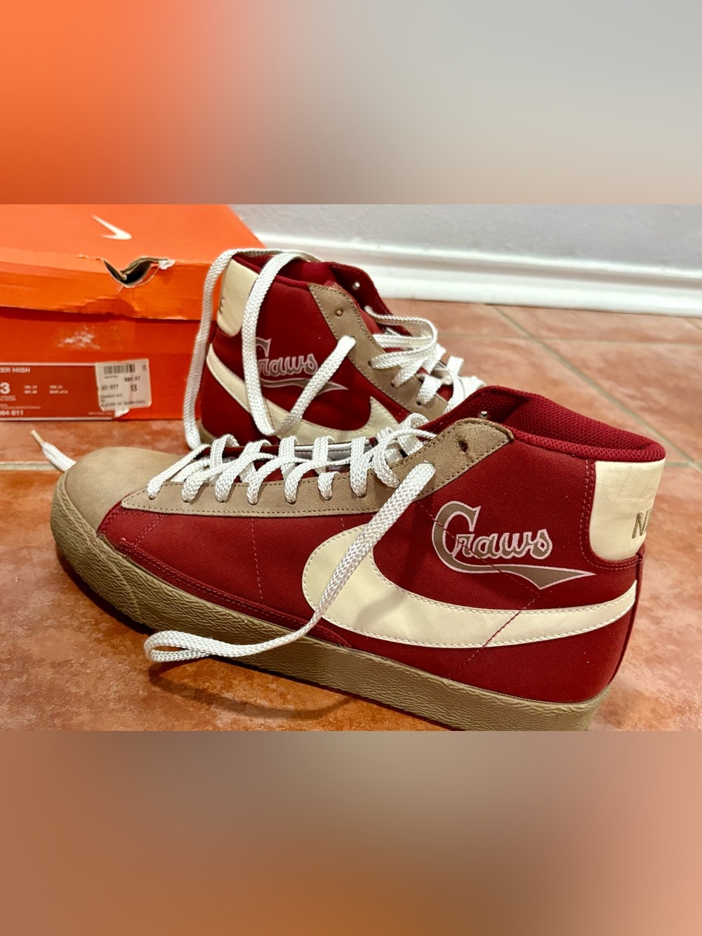 Nike blazer Pittsburgh craws  High-Top Sneakers in Burgundy and Cream